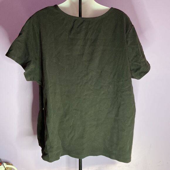 White Stag Women's Black V-Neck T-Shirt Plus Size 4X Short Sleeve Casual Tee - Picture 2 of 3